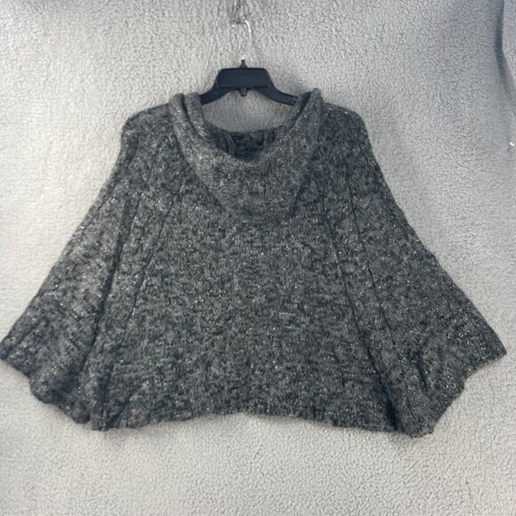 BCBG Maxazria Womens Cardigan Sweater Cape Wool Mohair Blend Grey Chunky L - Picture 6 of 13